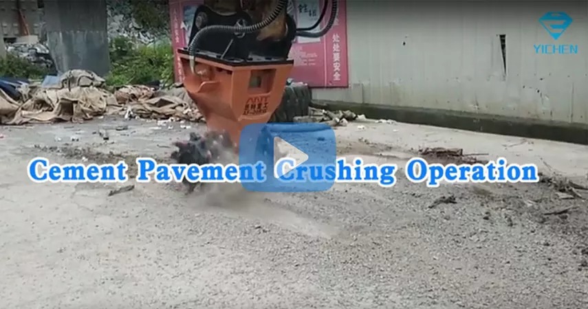 Yichen Drum Cutters are an excellent choice for rock or concrete wall and surface profiling, trenching, soft rock and frozen soil excavation and demolition. Yichen Drum Cutter pruduct line can fit excavators and skid steer loaders from 2.5 to 60 tons. Cement pavement crushing operation by drum cutter is one of the applications of drum cutter. Yichen provides multiple models of drum cutter equipment for customers to purchase and choose.